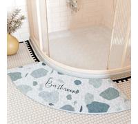 YZBBSH Curved Bath Mat, Bathroom Shower Mat, Non Slip, Ultra Soft Microfiber, Strong Water Absorbent, Machine Washable, 45x100cm, Dual Color, Large, Simple