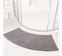 YZBBSH Curved Shower Mat 30 X 100 Cm Microfibre Corner Shower Mats Non Slip, Fluffy,Washable Curved Bath Mat,Corner Bath Mat Carpet for Luxury Quadrant Circular Shower (gray)
