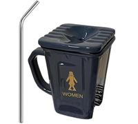 YZBBSH Squatting Toilet Shape Ceramic Mug,Funny Squat Toilet Mugs,14oz Ceramic Toilets Mug Gag Gift Water Cup for Office, Home Desk,Coworkers & Joke Lovers (Black)