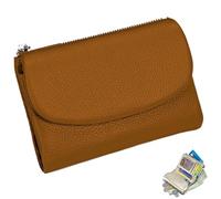 YZBBSH Unisex Pebble Leather Wallet,Genuine Full Grain Leather Wallet with Coin Holder, Credit Card Slots & Zippered Pocket, Compact Bifold Design for Men & Women (Brown)