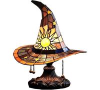 YZBBSH Witch Hat Lamp, Handmade Stained Glass Table Light, Gothic Wizard Hat Shape, Halloween Decor, Unique Witch Hat Lamp for Bedroom and Party Decoration (A)