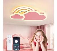 YZBEIMDAI LED Children's Ceiling Light, 50CM Creative Rainbow Cloud Design Kindergarten Ceiling Light with Remote Control＆APP, Stepless Dimmable, Night Light, Timer, for Boy Girl Bedroom,Pink