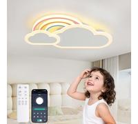 YZBEIMDAI LED Children's Ceiling Light, 50CM Creative Rainbow Cloud Design Kindergarten Ceiling Light with Remote Control＆APP, Stepless Dimmable, Night Light, Timer, for Boy Girl Bedroom,White