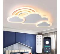 YZBEIMDAI LED Children's Ceiling Light, 55cm/30W Creative Rainbow Cloud Design Kindergarten Ceiling Light with Remote Control＆APP, Stepless Dimmable, Night Light, Timer, for Boy Girl Bedroom,White