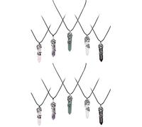 YZCIS 10Pcs Natural Necklace Hexagonal Pendant Gemstone Pendent stone Crystal Jewelry Sweater Chain Clothing Accessories for Women Girls