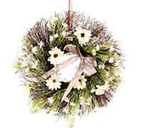 YZCIS 16 '' Kosmos Bipinnata Cav. Flower wreath, white purple flower wreath, artificial spring garland wreath for wedding home