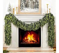 YZCIS 6FT Extra Full Christmas Garland Real Touch Delux Cedar Garland Christmas Decorations Lush Realistic Winter Pine Garland for Mantle, Table, Stairs, Railing, Fireplace Indoor Outdoor Holiday Xmas
