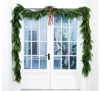 YZCIS 9 Ft Extra Full Christmas Garland Delux Real Touch Norfolk Pine Garland Christmas Decorations Lush Realistic Greenery Garlands for Mantle, Table, Stair, Railing, Fireplace Indoor Outdoor Holiday