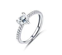 YZCIS 925 Sterling Silver Heart Ring for Women Cubic Zirconia Wedding Engagement Promise Ring Thumb Adjustable Rings for Women Girls Jewellery Gift