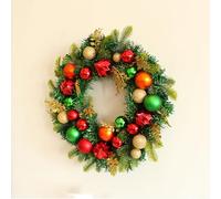 YZCIS Artificial Wreath, Christmas Wreath 18 Inch, Winter Home Artificial Christmas Wreath,with Balls, Flowers for Holiday and Decoration, Wall Window Festival Wedding Decor Outdoor Christmas