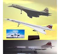YZCIS AZIZAT 19.7" 1:125 Model Airplane Concorde British Airways Model Jet Collectibles Pre-Build Resin Plane Models Diecast for Collection Gift,Upgraded