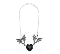 YZCIS Bat Crystal Jewelry Charm Pendant Bracelet Choker Necklaces Gold Chain Wing Extra Large Heart Necklace Spiral Key Ring Tie Black Alloy Rhinestone
