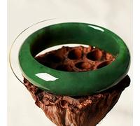 YZCIS Braceletas de Brazalete de Jade para Mujeres, Pulsera de calcedonia de Hielo Natural Hierba Jasper Jasper ágata Jade Jade Damas Madre Hija Regalo con Caja de joyería, 58 mm