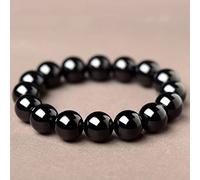 YZCIS Braceletas de Jade Natural para Mujeres Gemstone Gemstone Chinese Chinese con Cuentas (Color: Negro, tamaño: 10 mm)