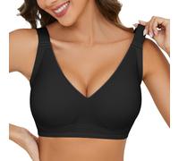 YZCIS Bras for Women Wireless Seamless Non Wired Push Up Bra Support Full Coverage Bralettes V Neck Comfort Sleep T-Shirt Padded Wide Straps Bra