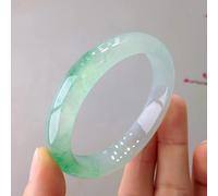 YZCIS Brazalete de Jade de Color translúcido Natural, Pulsera de Brazalete de Jade de Flores flotantes de Dama Verde, Brazalete de Jade Redonda de Dama, con Caja de joyería, 54-64 mm, 54 mm