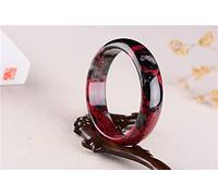 YZCIS Brazaletes para Mujer, Pulsera de Jade Rosa Natural, Pulsera de Jade con Piedras Preciosas de Flor Rosa y Negra, joyería de Jade auténtica de jadeíta, Jade Real (Color de la Gema: 59 60 mm)