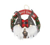 YZCIS Christmas Wooden Wreath Door Hanging Wall Decoration Pendant Christmas Decoration Doorplate Pendant Clues Ornament (Red, One Size)