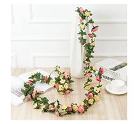 YZCIS Christmas Wreath 250CM Rose Artificial Flowers Christmas Garland for Wedding Home Room Decoration Spring Autumn Garden Arch Hanging Fake Plant Vine Wreath