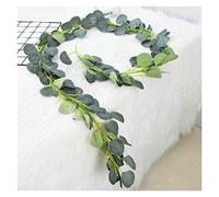 YZCIS Christmas Wreath Artificial Plant Garlands Green Leaves Eucalyptus Home Decor Hanging Plant Eucalyptus Vines Birthday Party Wedding Centerpieces 2 Meter Wreath