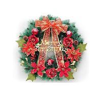 YZCIS Christmas Wreath Christmas Wreath for Front Door Merry Christmas Artificial Pine Garland with Red Bow Christmas Garlands for Fireplaces Christmas Wreaths for Front Door