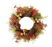 YZCIS Christmas wreaths decorations for front door, with rattan, pine cones, sprinkled powder, Christmas garland ornament, artificial home decor, for New Years Eve, Merry Christmas, 60 cm