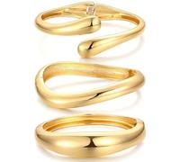 YZCIS Chunky Bangle Bracelets for Women, Dainty 14k Gold Plated Big Stackable Bangles Set, Trendy Statement Women's Cuff Bracelet Stack Waterproof Chunky Bracelets Jewelry Gifts