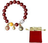 YZCIS Feng Shui Bracelet, Red Cinnabar Beads Protection Dragon Beads Bracelet Jewellery Gifts Meaning to Attract Wealth and Good Luck