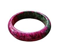 YZCIS Flor de Ciruela Natural Jade Bangle Estilo étnico Pulsera de Jade Rojo Verde Jade para Mujeres, Jade Natural Un durazno de cargamento Blossom Jade Brazalete Pulseras de gámar de Jade, 60 mm