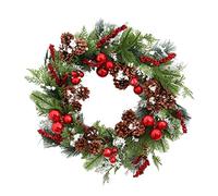 YZCIS Front Door Wreath 50cm/20in Christmas Wreath with Red Berries and Pine Cones Large Xmas Wreath for Holiday Festival Farmhouse