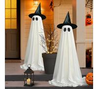 YZCIS Halloween LED String Lights Decor Indoor/Outdoor Light Up Spooky Decoration with Remote Control for Yards, Porch, Gardens, Lawn & Party White 2 Packs