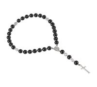 YZCIS Handmade Black Onyx Rosary Rosarios Catolicos Beads, 8mm Crucifix Cross Design Anglican Prayer Catholic Rosaries Beads Orthodox Cross Necklace Gifts for Men Women Christian Meditation (Black)