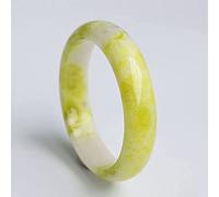 YZCIS Natural Jade Jade Bangle Natural Chino Natural Elegante Jade Jade Jade Amarillo y Blanca Pulsera de Jade clásica con Caja, 60 mm