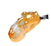 YZCIS Natural Two-color Agate Chalcedony Pixi Pendant Necklace (with Lanyard) Jade