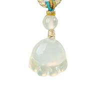 YZCIS Natural White Ice Agate Chalcedony Cat's Claw Pendant Necklace (with Lanyard) Jade