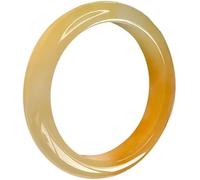 YZCIS Natural Yellow Jade Bangle Bracelet for Women Good Luck Wealth Bracelet for Woman Round Jade Stone Bangle Mother's Day Gift Birthday