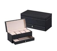 YZCIS Organizer Multi-Function Double-Layer with Drawers Six-Position Storage Watch Display Jewelry Box Gift Boxes (Color : (Black)