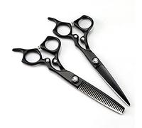 YZCIS Professional Hair Cutting Shears, 6 Inch Professional 440c Steel Upscale Gem Black Cut Hair Scissors Haircut Thinning Barber Cutting Shears Hairdressing Scissors (Set)
