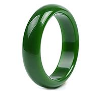 YZCIS Pulsera de Jade para Mujeres, Pulseras de Esmeraldas de Jade Verde Natural Chino, brazaletes de Jade clásicos para Mujeres Joyas Finas de Fiesta Redonda, con Caja, 56-62 mm, 64 mm