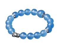 YZCIS Pulsera de Piedra, Pulsera de una Sola Capa de Piedra de Piedra de Piedra Azul de 10 mm Jade Pulsero Natural Agata Joyería de Cristal Braceletas de Ropa Personalizada Joyería