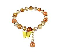 YZCIS Pulseras de Mariposa de Cristal de Jade de Oro, al Estilo Chino Good Beads Dainty Beads para Mujeres para Mujeres