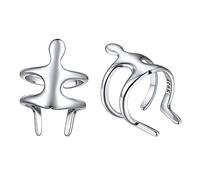 YZCIS S925 Sterling Silver Ear Cuff Helix Cartilage Clip on Earrings Non Piercing Earrings Set for Women Fits Sensitive Ears (with Gift Box)