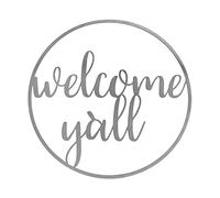 YZCIS Silver Wreath Metal Ring Round Insert Greetings The Wreath Ring Metal Wall Hanging Ornaments Home Decoration Living Room Wall Hanging Macrame Decor Christmas Candle (Silver, One Size)