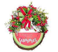 YZCIS Summer Watermelon Wreaths Front Door Decor Artificial Bow Wreath Sweet Summertime Wreath for Window Wall Office