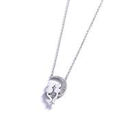 YZCIS Sweet And Versatile Small Fresh Moon On The Cat Couple Personality Clavicle Short Chain Necklace