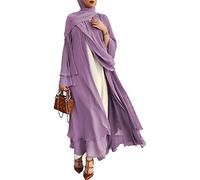 YZCIS Women Muslim Prayer Chiffon Open Dress Abaya Dubai Turkey Islam Kaftan Islamic Ramadan Eid Mubarak Women Robe with Hijab
