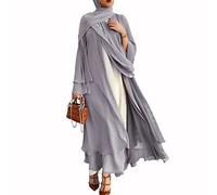 YZCIS Women Muslim Prayer Chiffon Open Dress Abaya Dubai Turkey Islam Kaftan Islamic Ramadan Eid Mubarak Women Robe with Hijab