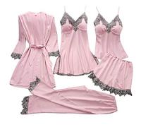 YZCIS Womens Lingerie Set Silks Cami Set Fashion Camisole Pajama Set with Robe Naughty Outfits Lingerie Women's Nightwear Nightwear Chemiseghtie Nig Pink