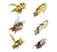 YZD Fly Fishing Flies Trout Lure kit Dry Wet Fly-fishing Flies Set of 6 Flies Realistic Terrestrial Bumble Wasp Grasshopper Stone Flies Mayfly Stonefly Brook Trout(BugPro B Set of 6 Flies)