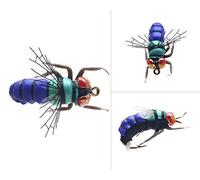 YZD Premium Realistic Flies Terrestrials Selection Cricket Grasshopper Beetle Bumble Wasp Fly Fishing Dry Wet Flies Set